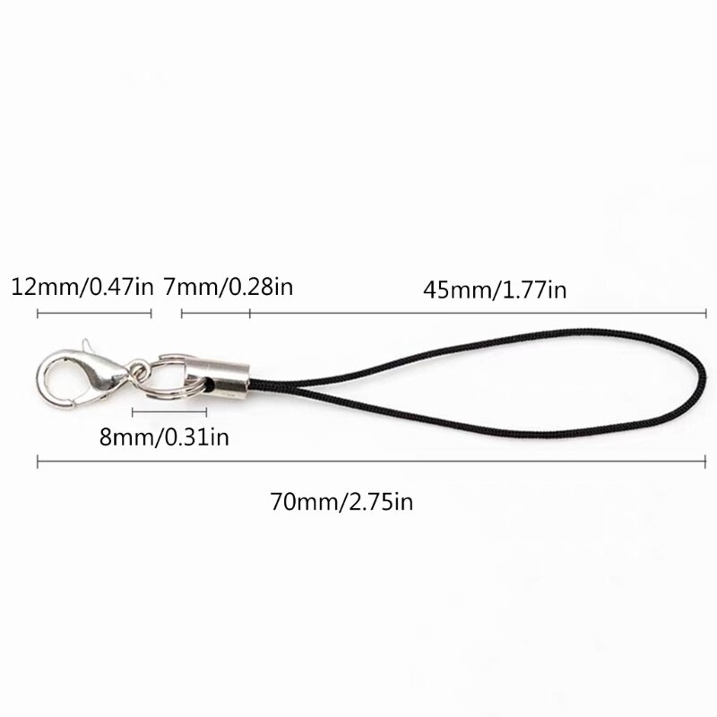 Durable DIY Phone Lanyard Polyester Phone Charm Carabiner Wrist Lanyard Suitable for MP4 Players and DIY Projects