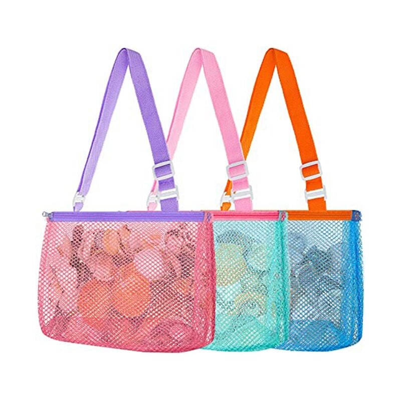 Bolsa de conchas marinas de 3 piezas para niños, bolsa de colección de conchas de playa, juguete para niños y niñas