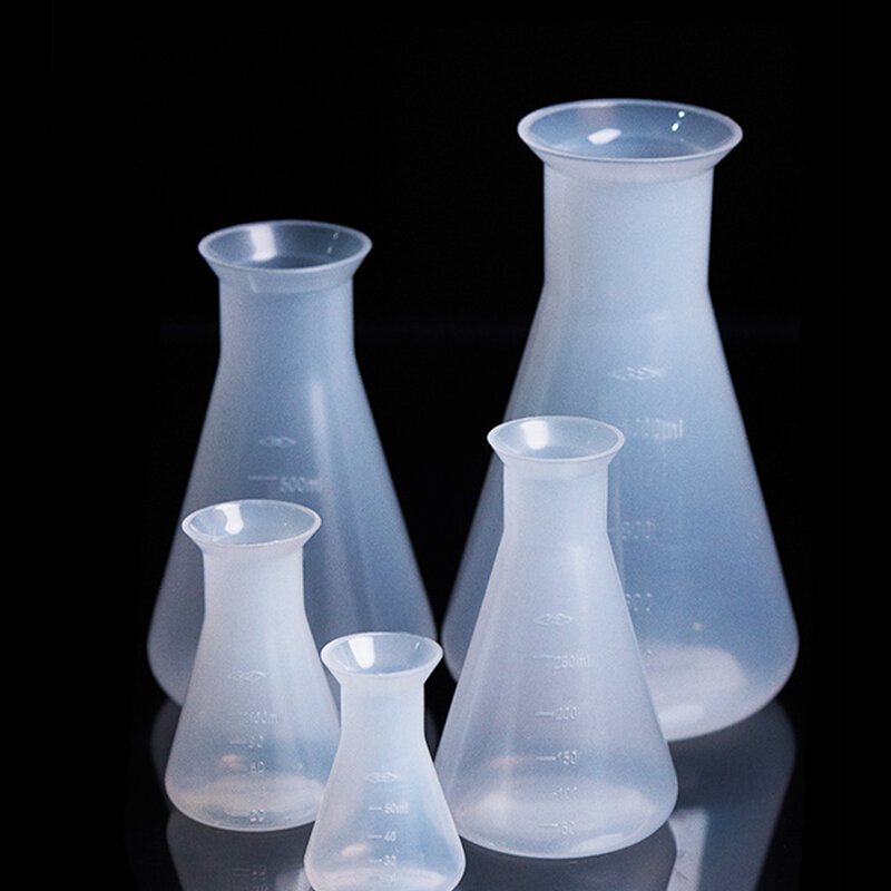 50ml 100ml 250ml 500ml 1000ml Plastic Conical Flask Erlenmeyer Flask Chemistry Biological Laboratory Equipment