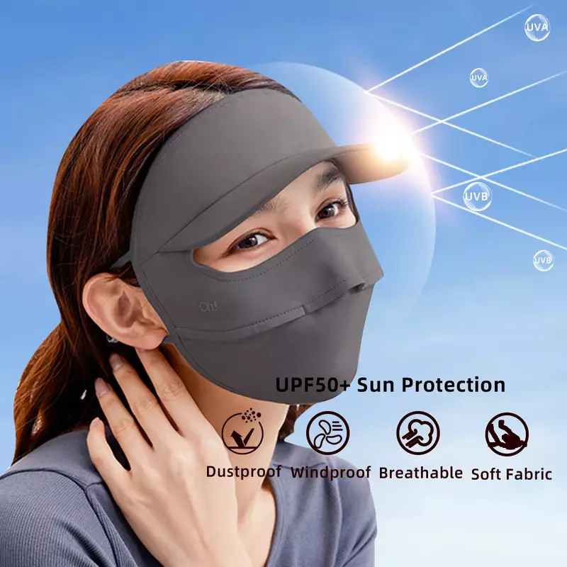 Ohsunny-unisex golf máscara guarda-sol, proteção solar, proteção uv, fibra de resfriamento, tampa do protetor solar, verão, upf50 +