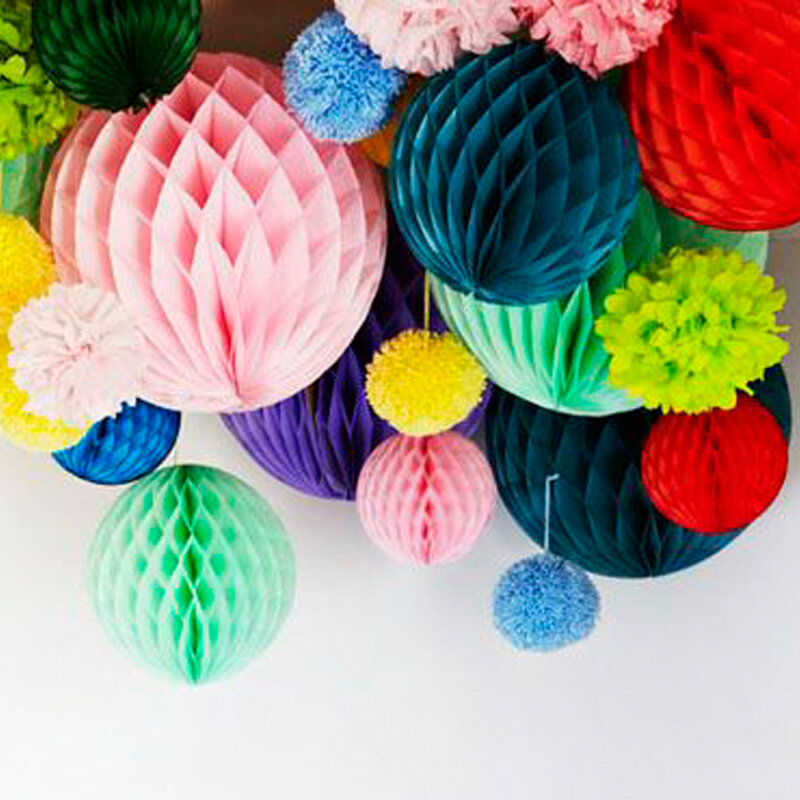 Pompones de papel tisú, bolas de linterna de flores, pompones de papel de seda, decoración de fiesta de boda, flor artesanal china, 1 unidad