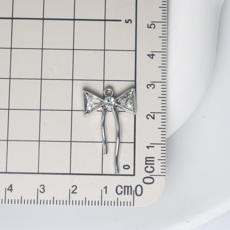 WZNB 10Pcs Crystal Bow Charms geometria ciondolo in lega per gioielli fai da te che fanno orecchini fai da te collane accessori per bracciali