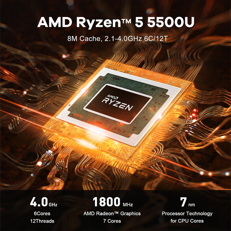 Beelink Ryzen 5 5500U SER5 Mini PC AMD DDR4 16GB RAM 500GB SSD 4K Dual HD 1000M Desktop Computer VS SER5 5560U