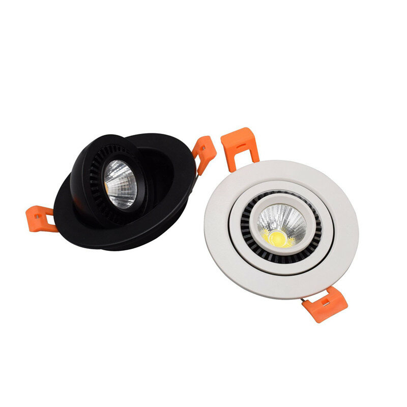 LED typu Downlight okrągły kształt 360 kąt regulowany LED COB lampa wpuszczana czarny/biały korpus aluminiowy oświetlenie sufitowe LED punktowe