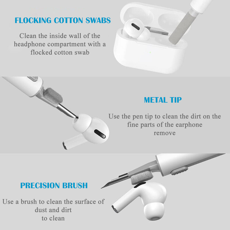 Kit detergente auricolari Bluetooth penna per la pulizia per Airpods 3 Pro custodia iphone 13 pennelli cuffie detergenti auricolari strumenti per la pulizia