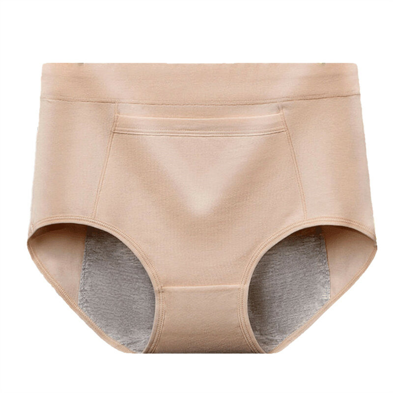 Women'S Menstrual Panties Simple Solid Color High Waist Cotton Panties Large Size Comfortable Soft Fully Covered Panties
