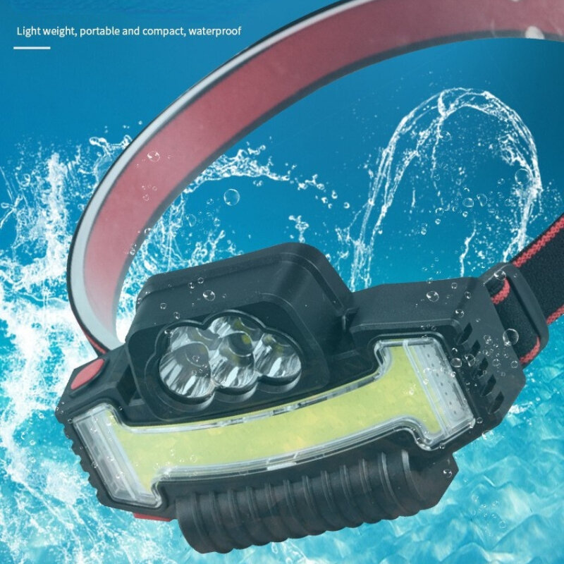 Multifunction headlight LED+COB floodlight Strong light long-beam headlamp Type-c rechargeable light for outdoor fishing Lantern