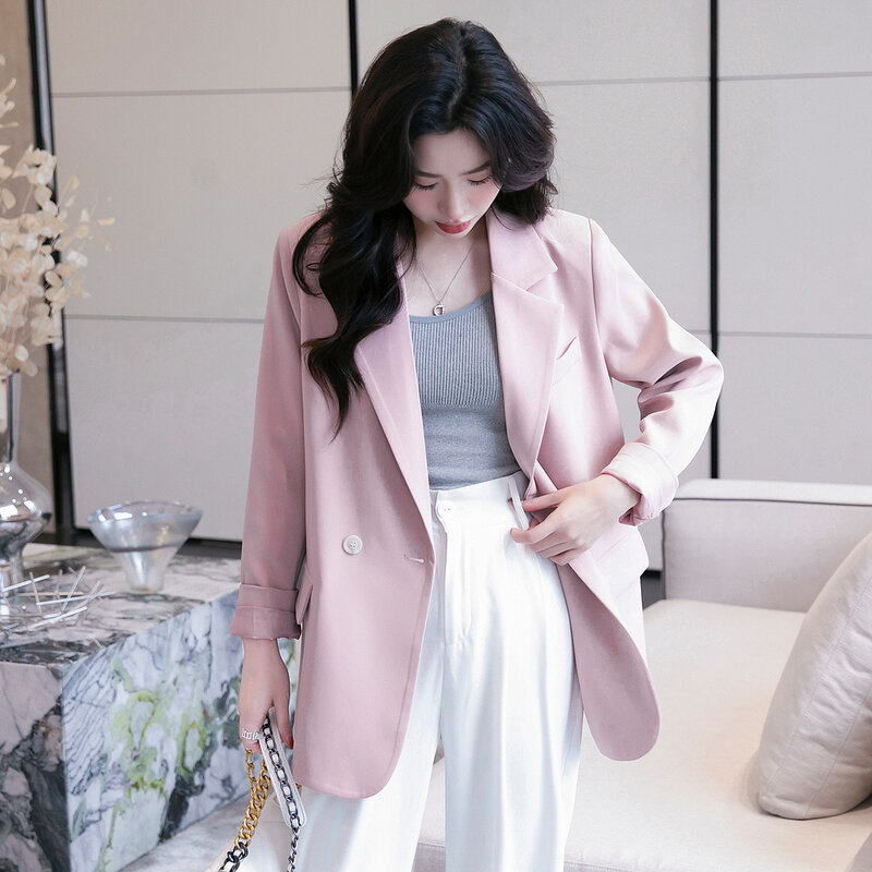 Jaqueta pequena solta para mulheres, jaqueta casual e chique, design de versão coreana high-end, pode ser personalizada com OEM, primavera e outono