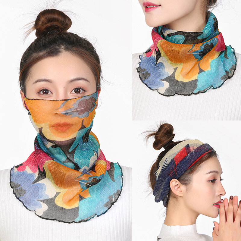 Женский шифоновый шарф-повязка на шею, тонкий шелковый шарф с защитой от солнца и УФ-лучей, модные многофункциональные шарфы, весна-лето