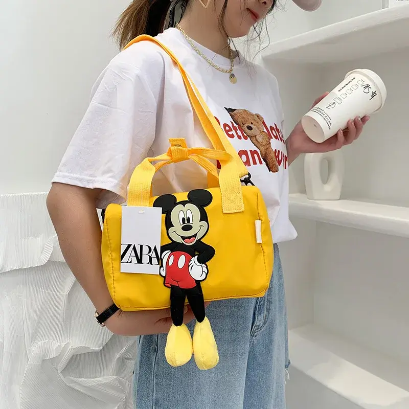 Disney-bolsas de ombro anime mickey mouse para mulheres, padrão desenhos animados, caráter, mensageiro, bolsa fofa moda, presentes para meninas, aniversário