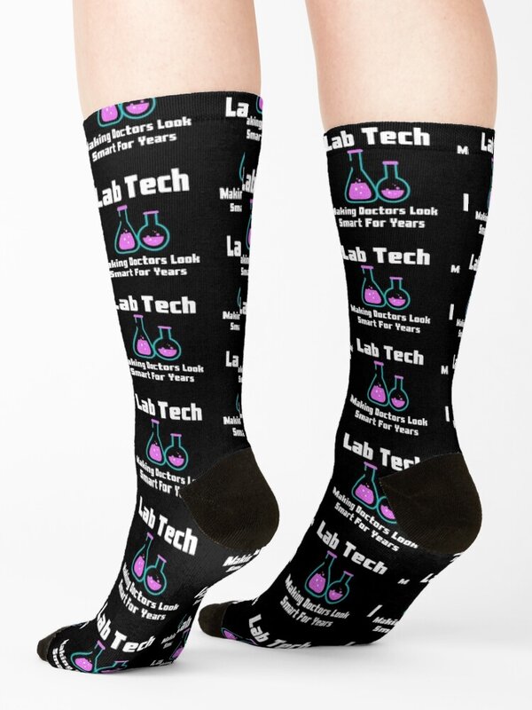 Calcetines divertidos de laboratorio para hombre y mujer, medias de moda