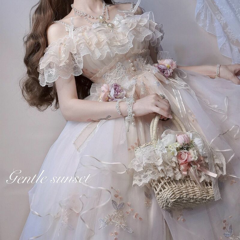 Flower God Flora Lolita Dress Elegant Embroidered Summer Lolita Flower Wedding Dress Gorgeous Sweet JSK Princess Party Dress