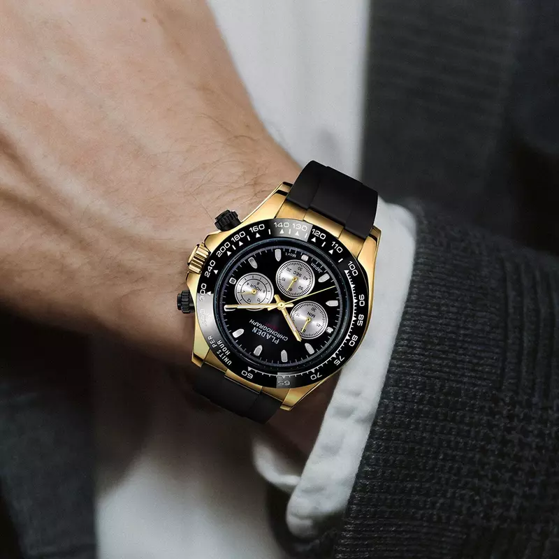 Uhr für Männer Casual Herren Quarz Uhren Chronograph Sport Armbanduhr Mann Business Leuchtende Wasserdichte Gold Relogio Masculino