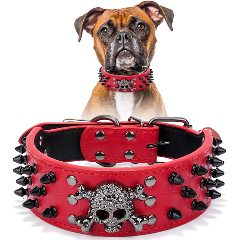 Schädel Mode Niet dekorative Leder Hunde halsband für kleine mittelgroße Hunde Haustier Hund Zubehör Labrador Schäferhund Rottweiler