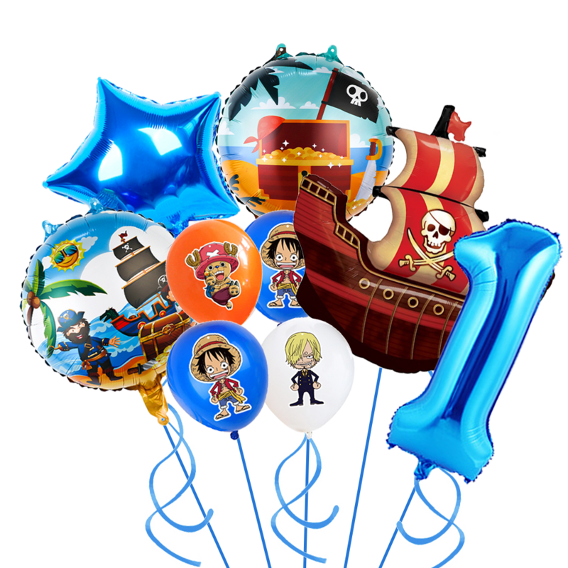 Новинка, цельное украшение для вечеринки в честь Дня Рождения Luffy, набор фольгированных шаров в партии, украшения для мальчиков, подарки на день рождения