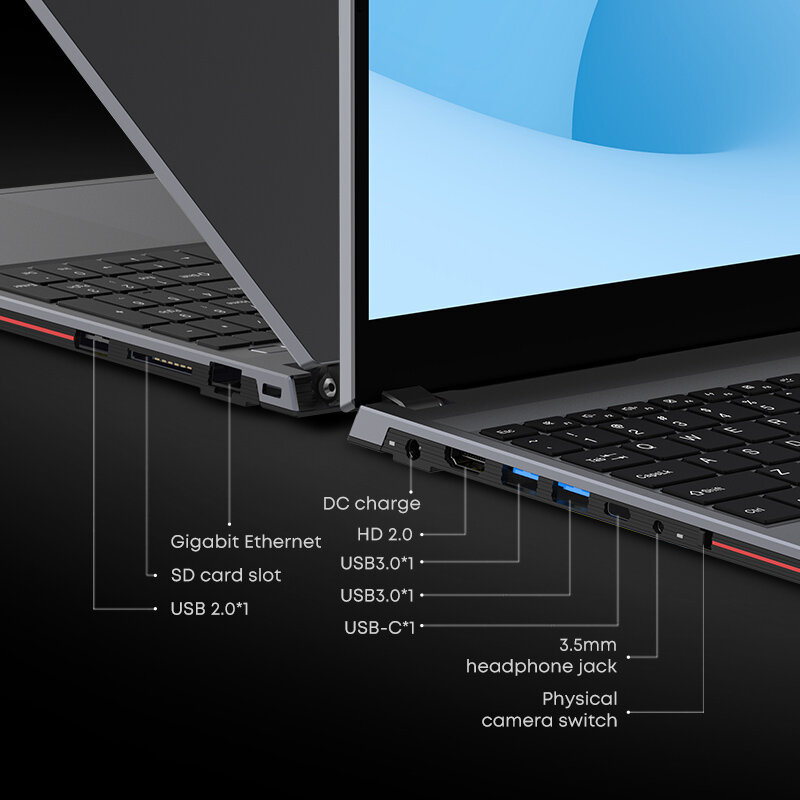 CHUWI CoreBook Laptop XPro rdzeń i5-1235U 10 rdzeni Laptop do gier 15.6 "ekran FHD 16GB RAM 512GB SSD metalowy Notebook z wentylatorem