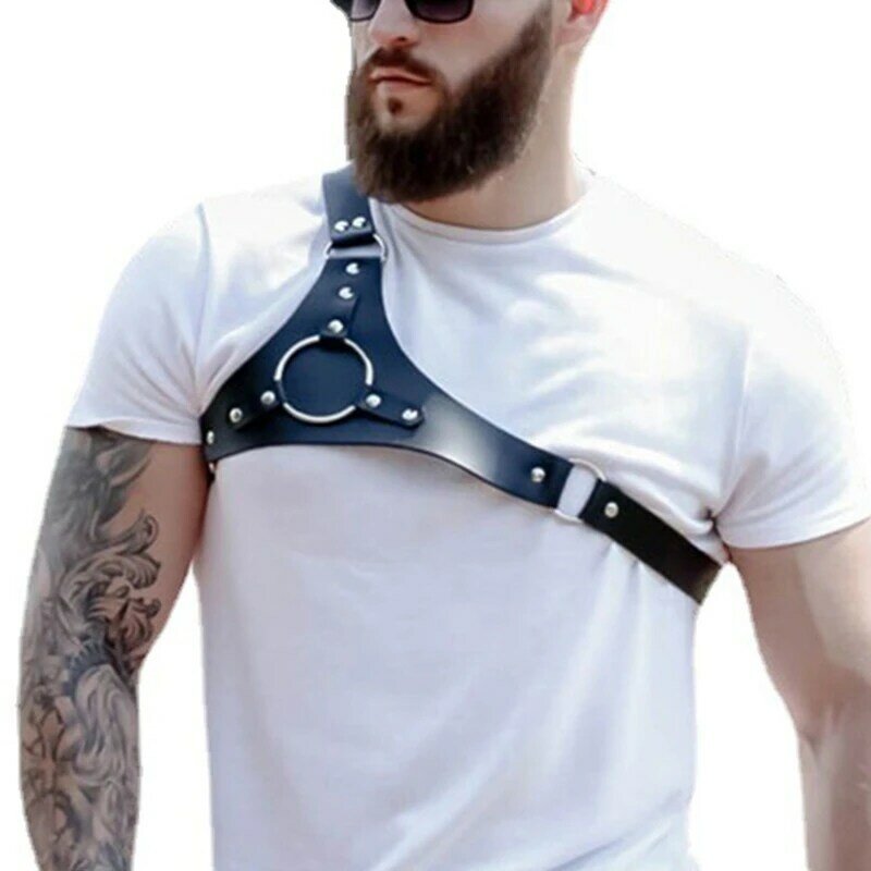 Black PU Leather Armband Adjustable Arm Bangle for Adult Nightclub Jewelry Gifts