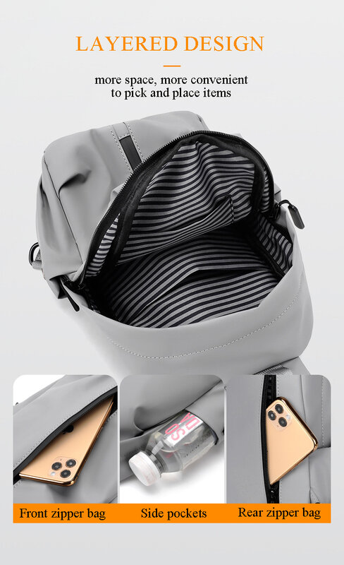 SWISS MILITARY Waterproof Men's Chest Bag Outdoor Sports Bag Crossbody Bags for Men Business Solid Color Shoulder Bag