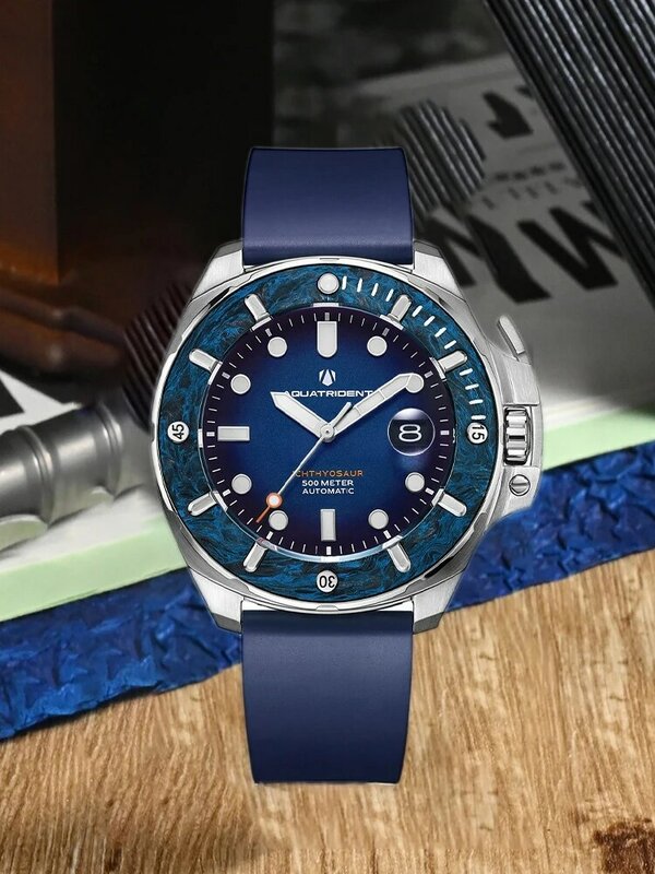 Aquatrident jam tangan pria mewah, jam tangan pria santai, jam tangan Mekanikal otomatis NH35, serat karbon 45MM, anti air 500M