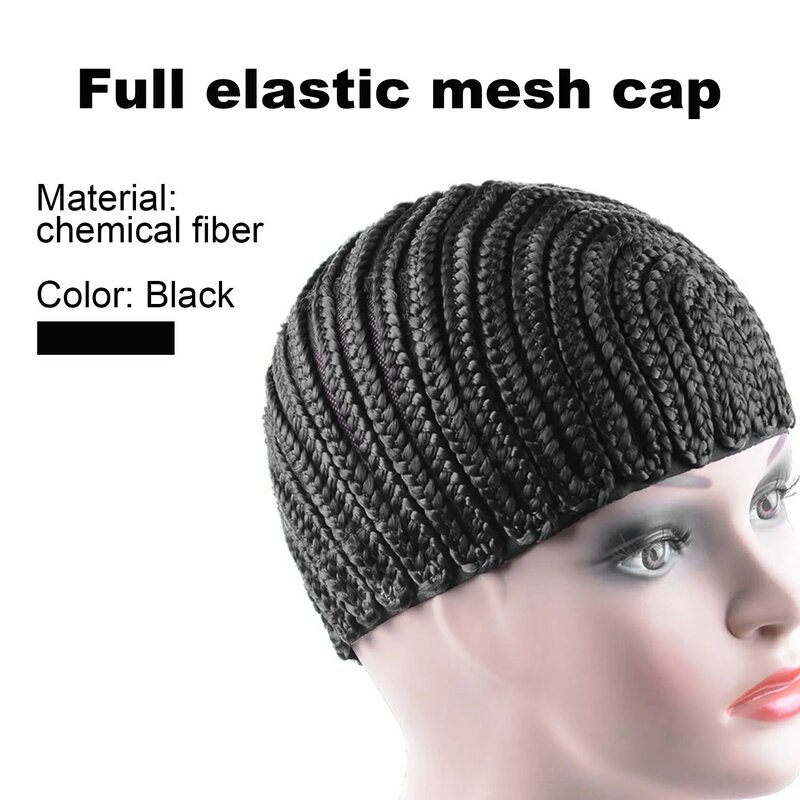 Super Elastic Cornrow Cap for Weave Crochet Braid Wig Caps for Making Wigs Top Quality Weaving Braid Cap Wig Net Black Color 1Pc