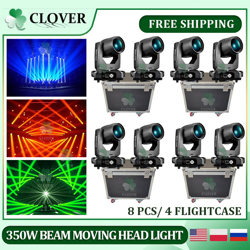 0 Tax 8Pcs 350w Beam 350W Moving Head Light With 4 Flight Cases LED Moving Head Lighting Beam Light Stage Equipment Christmas