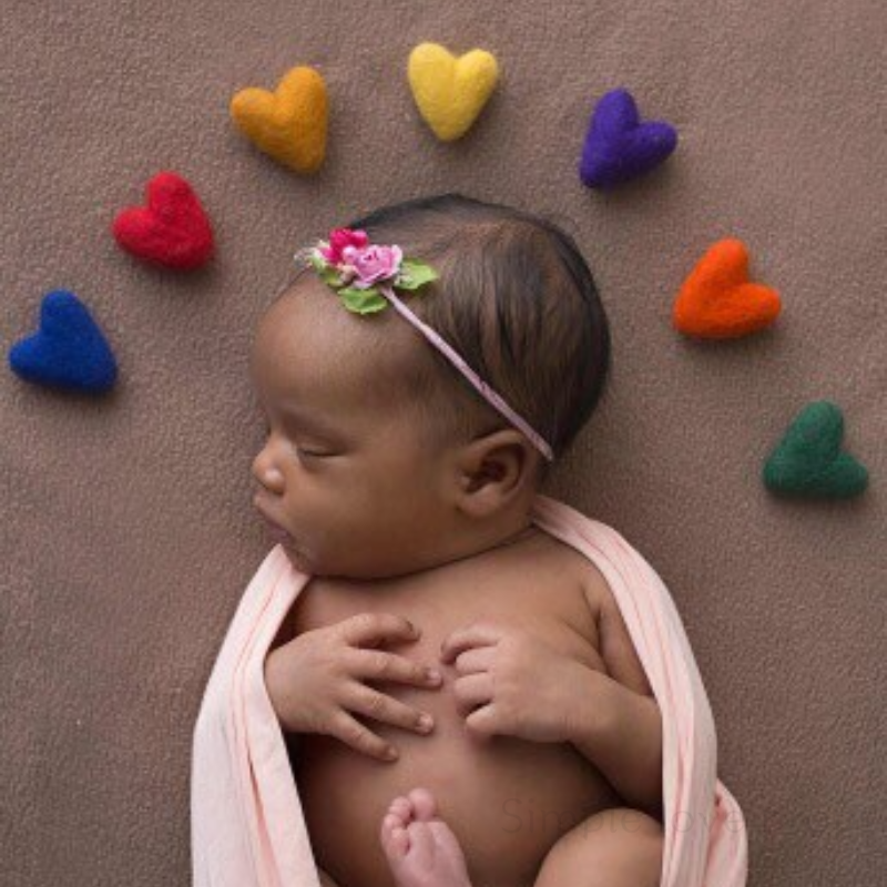 Newborn Photography Props DIY Handmade Needle Felted Rainbow Baby Wool Felt Love Heart PhotoShoot Studio Props Accessories