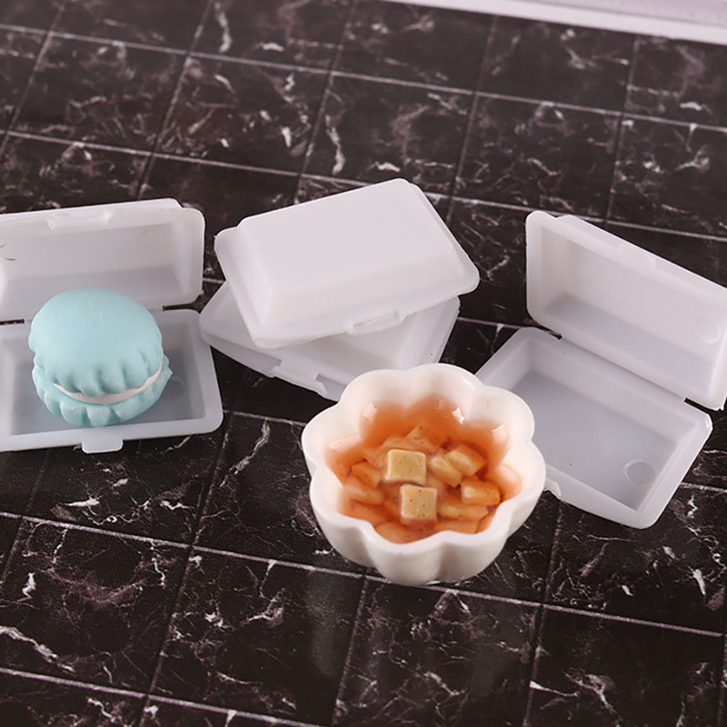 10 Stuks Home Decor Mini Lunchbox Plastic Case Food Simulatie Afhaalspeelgoed Huis Witte Dozen Versieringen