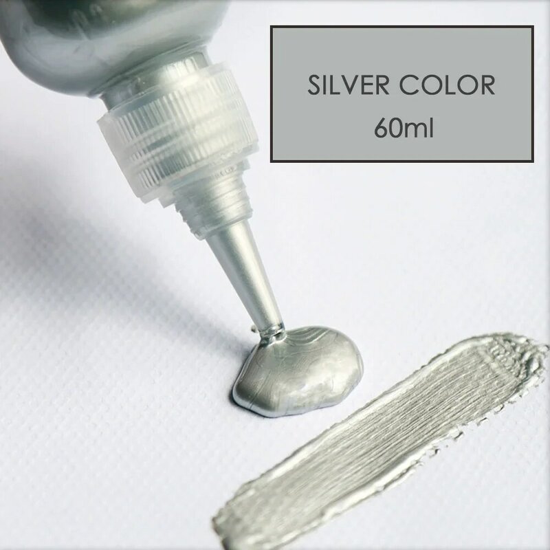 Metal Acrylic Paint Resin Pigment 60ml Gold Silver Copper Gypsum Doll Hook Line Paste Jewelry Making Handmade DIY Coloring