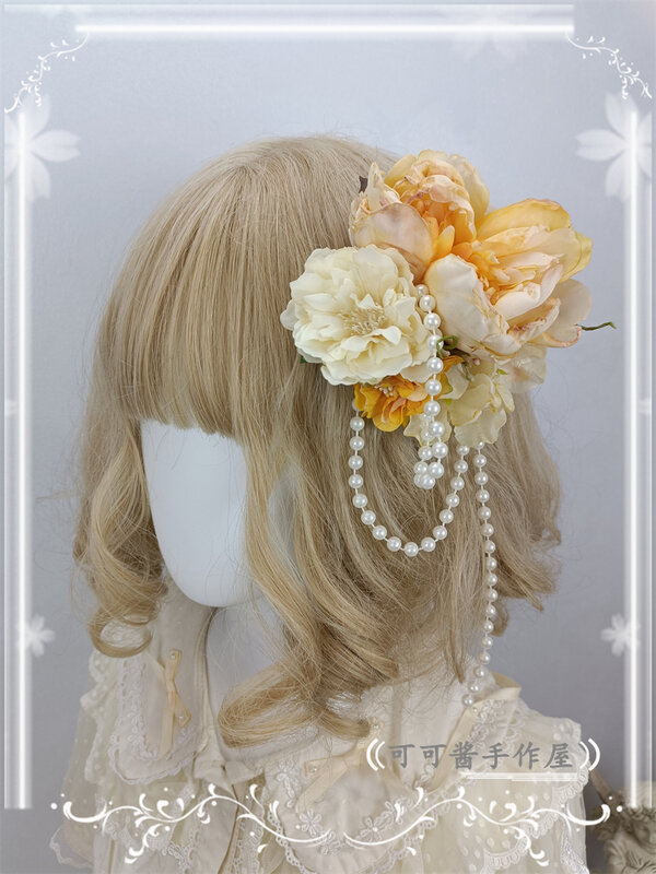 Original Handmade Lolita Flower Pill Side Clip Gorgeous Flower Wedding Headdress Hanfu Flower Barrettes Female Hair Accessories