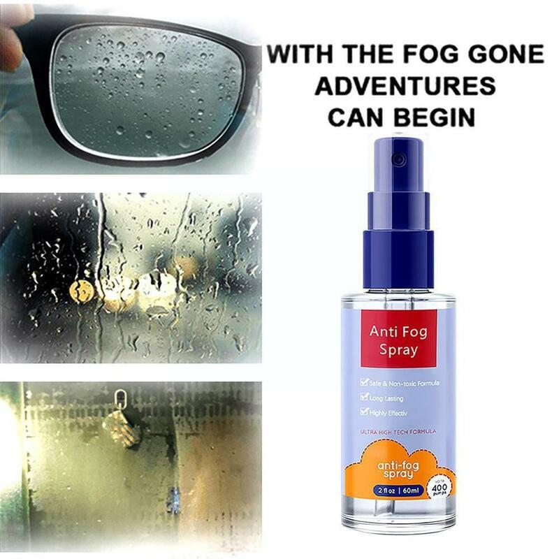 Spray de óculos anti-nevoeiro, lente anti-nevoeiro, desembaçador de óculos, vidro, anti-nevoeiro, mercadoria de segurança, doméstico, Q6N8, 60ml