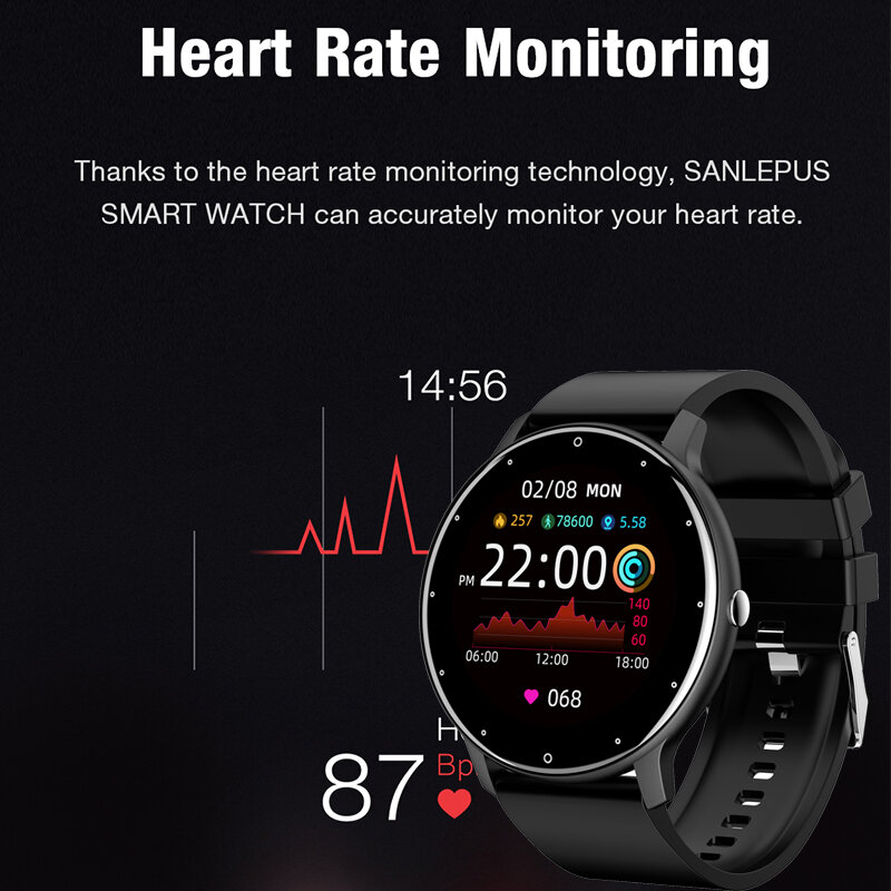 Smartwatch Full Touch Screen para Homens, Relógio de Fitness Esportivo, IP67 Impermeável, Bluetooth, Android, iOS, Caixa Incluída, Novo, 2022