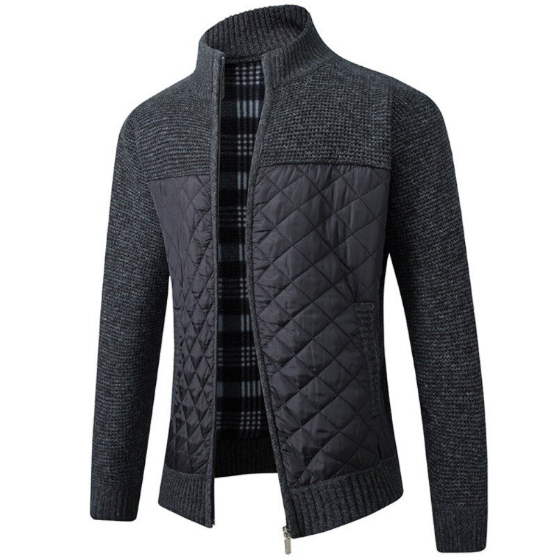 2023 Autumn Winter New Mens Jacket Slim Fit Stand Collar Zipper Jacket Men Solid Thick Warm Jacket Men Sweater