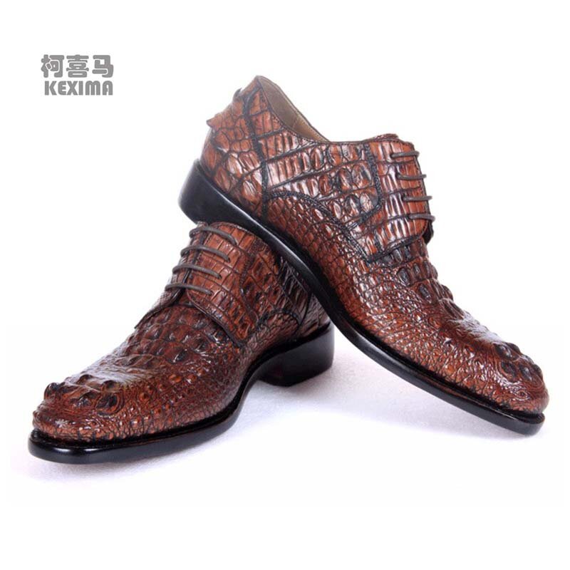 Hulangzhishi-zapatos de cuero de cocodrilo para hombre, calzado formal, de vestir, de negocios, de tendencia