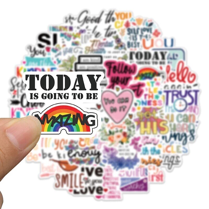 52Pcs Inspirational Stickers Motivational Phrases Life Quotes Decals DIY Laptop Study Room Scrapbooking Stickers Kid Toys