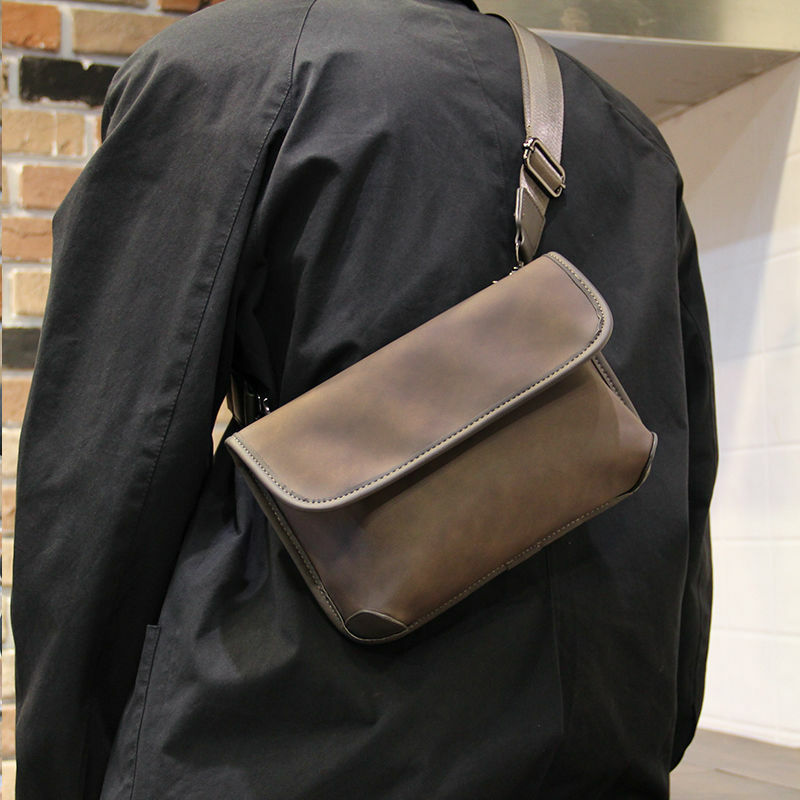 Fashion Plaid Men Crossbody Bags Vintage Leather Messenger Bag For Male Black Single Man Shoulder Bag Sling Backpack