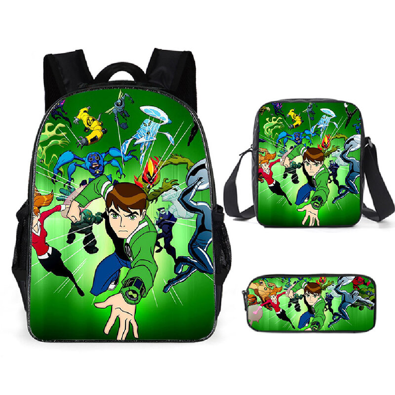 Школьный ранец Ben Bag для подростков, износостойкий рюкзак из полиэстера для учеников и студентов, из 10 мультфильмов, из трех предметов