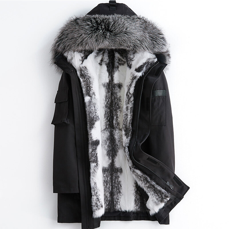 Tcyeek-メンズの毛皮のフード付きジャケット,カジュアルなルーズフィットの冬服,コレクション2022