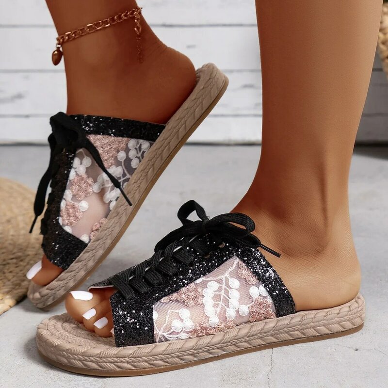 Zapatillas planas con cordones delanteros de gran tamaño para mujer, zapatillas ligeras de moda superventas de Amazon, novedad de verano 2024