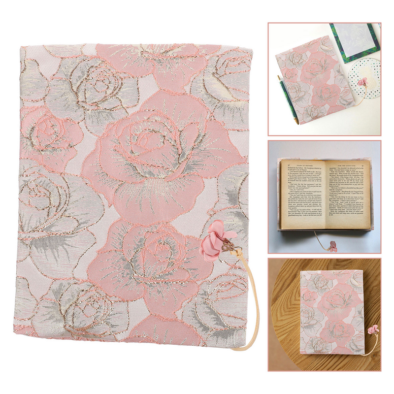 Textbook Sleeve Protector A5 Textbook Covers Hardcover Soft Cloth Book Protector Flower Pattern Adjustable Book Sleeve
