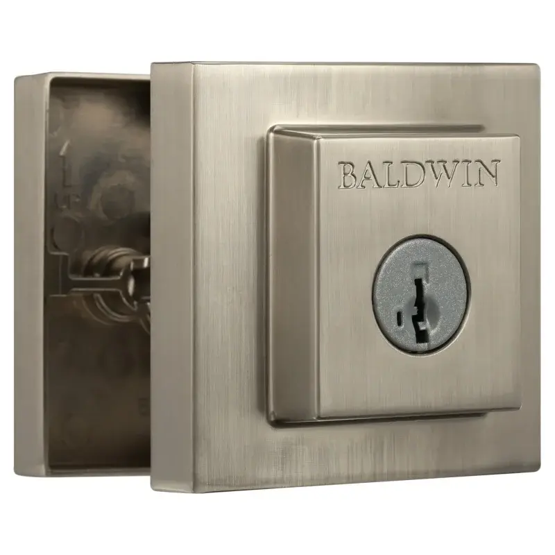 Baldwin Spyglass pojedynczy Cylinder frontowe drzwi rąbka z satynowego niklu