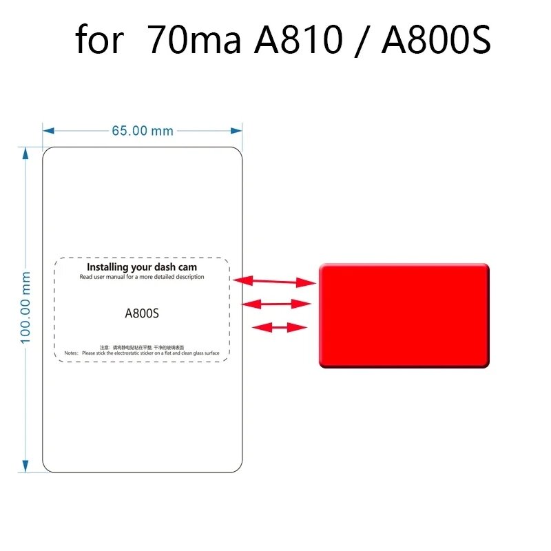 Per 70mai Dash Cam A800S a810 Set di accessori 4K adesivo statico VHB Stic e adesivi statici per supporto per pellicola DVR per auto 70mai A810