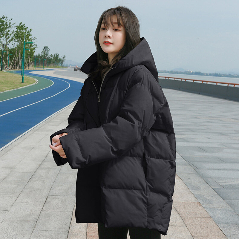 Женская зимняя новая стеганая куртка средней длины, Модная студенческая Свободная куртка с длинным рукавом, стеганая куртка Bf