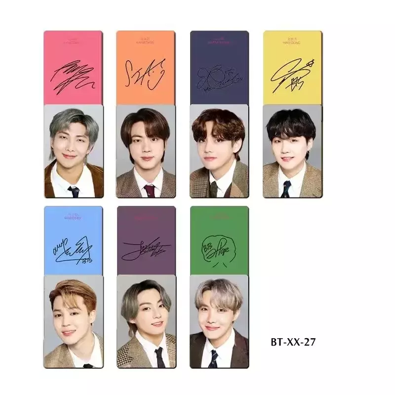 小さな両面ラウンドカード、韓国の男の子グループ、グループの写真カード、rm、jjin、Gla、j hope、jimin v、jung kook、画像ポスター、8.6x5.4cm、セットあたり7個