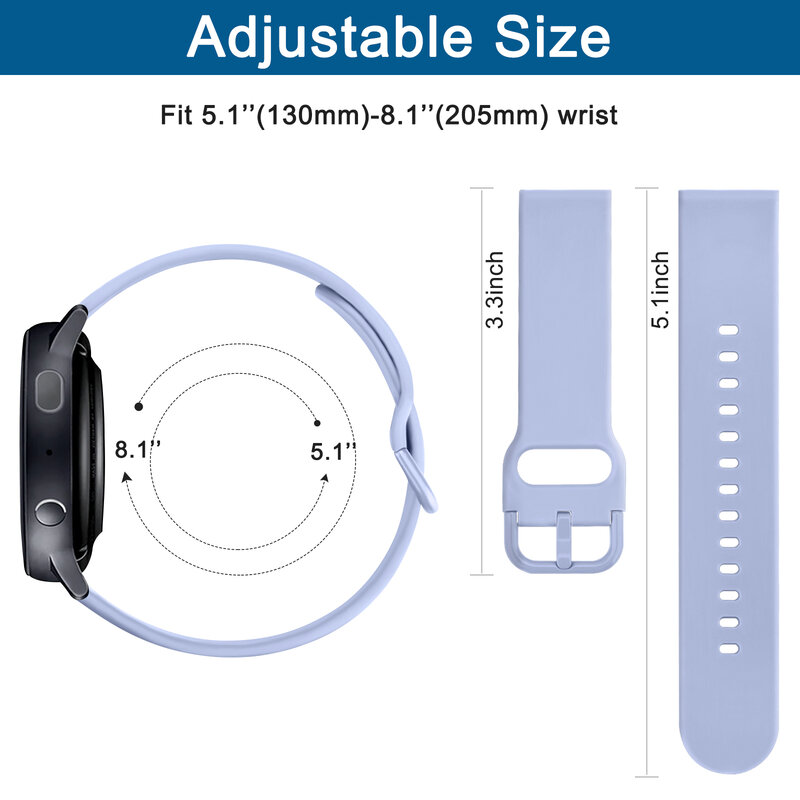 20mm Soft Silicone Strap For Samsung Galaxy Watch 5 pro/5 4 44mm 40mm/4 classic 46mm 42mm/3 41mm/Active 2 40mm 44mm Watch band