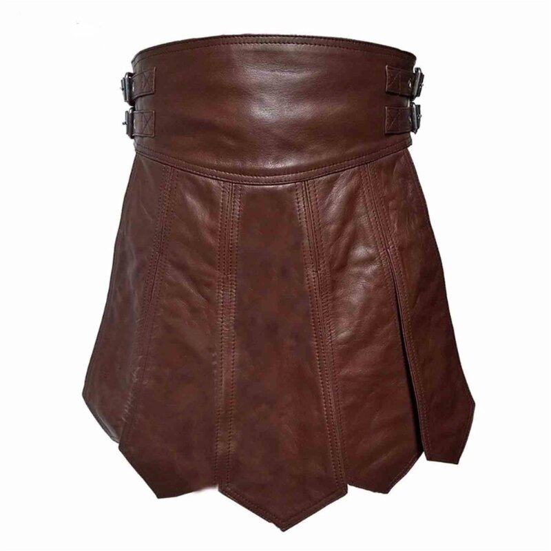 Medieval Punk PU Leather Waist Belt Skirt Tassels Wide Belt Skirt Gladiators Battle Skirt for Halloween Cosplays Skirt