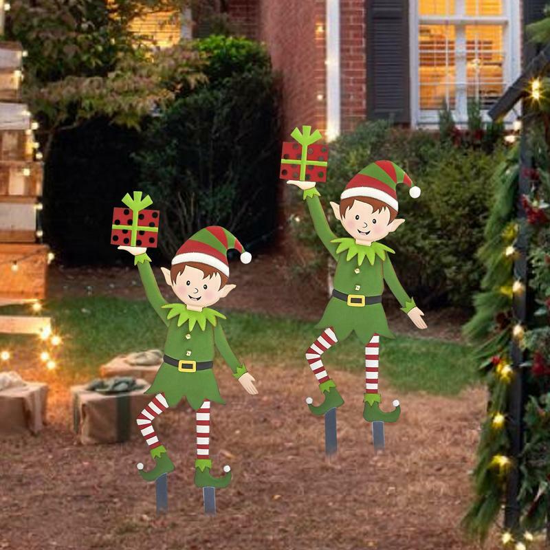 Рождественский садовый эльф, металлический гном, декоративный элемент для двора, декоративные знаки для двора, украшение для улицы, праздничное украшение для двора