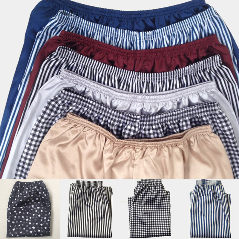 Mens Summer Casual Shorts Solid Silk Satin Pajamas Shorts ​Sleepwear Pants Bottoms Soft Breathable Home Nightwear Beach Swimwear