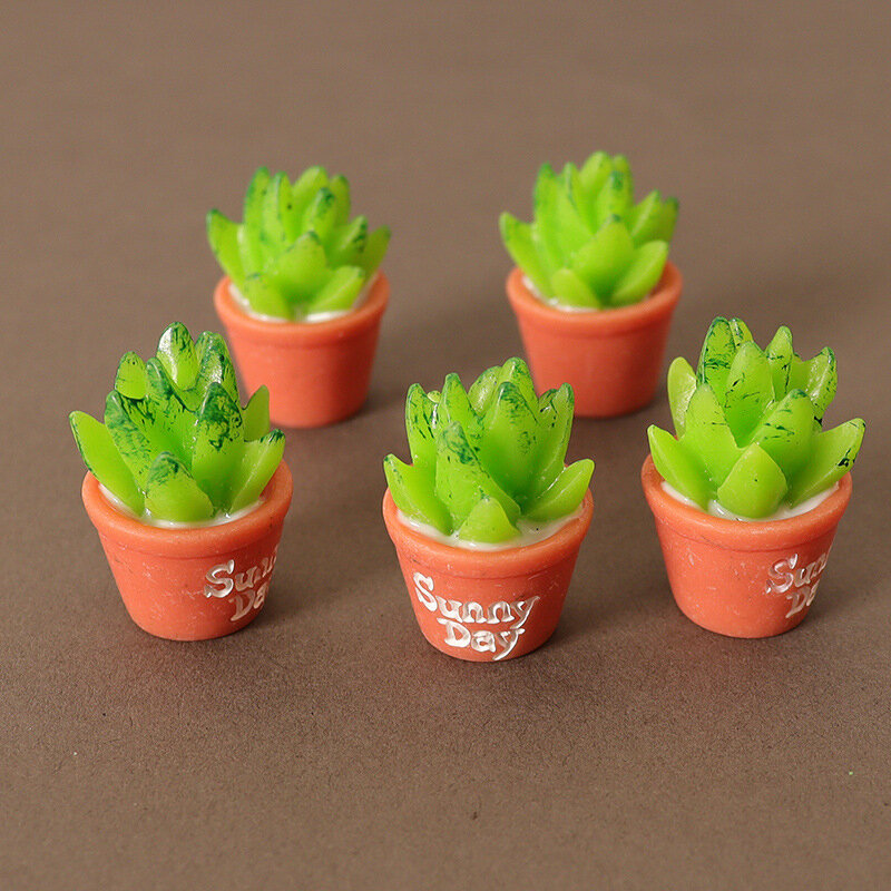 مجموعة نماذج نباتية عصارية صغيرة ، إكسسوارات بيت الدمية المصغرة ، زخارف الصبار بوعاء ، لعبة الديكور ،