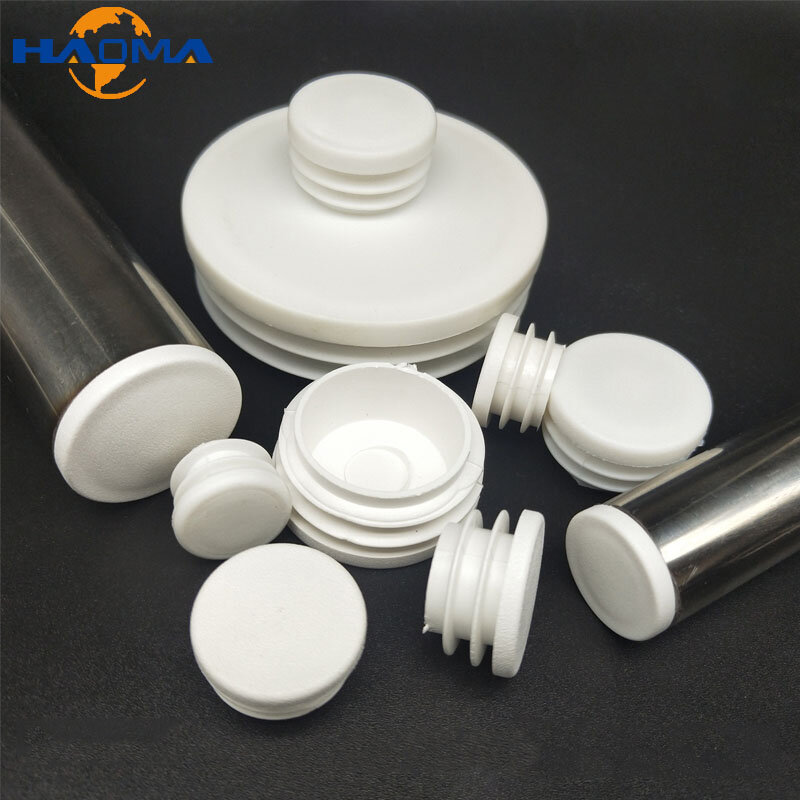 White Round Foot Pads For Table Chair Feet Legs Cover Protector Plastic Flat Head Caps For Pipe Tube End Inserts Plugs Bung