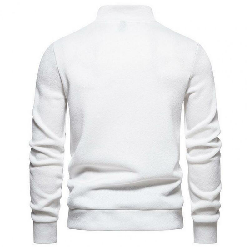 Long Sleeve Loose Fit Sweater Men's Turtleneck Button Down Sweater Autumn Winter Solid Color Long Sleeve Knit for Casual